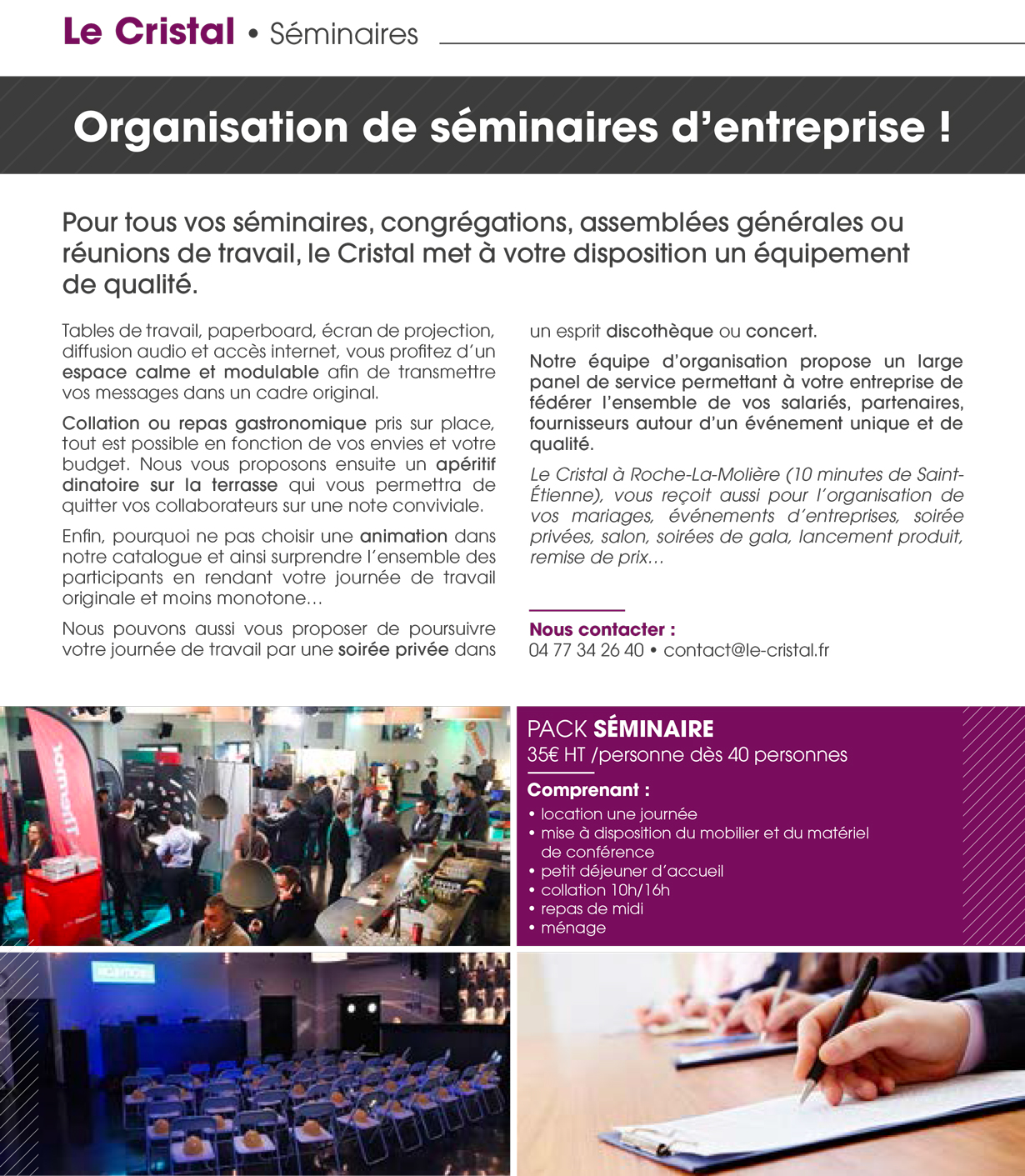 Découvrez notre Pack Séminaire